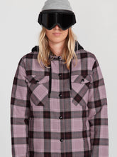 Load image into Gallery viewer, Womens Hooded Flannel Jacket - Navy
